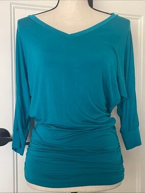 Made by Johnny Women’s V-Neck Dolman Sleeve Top in Teal